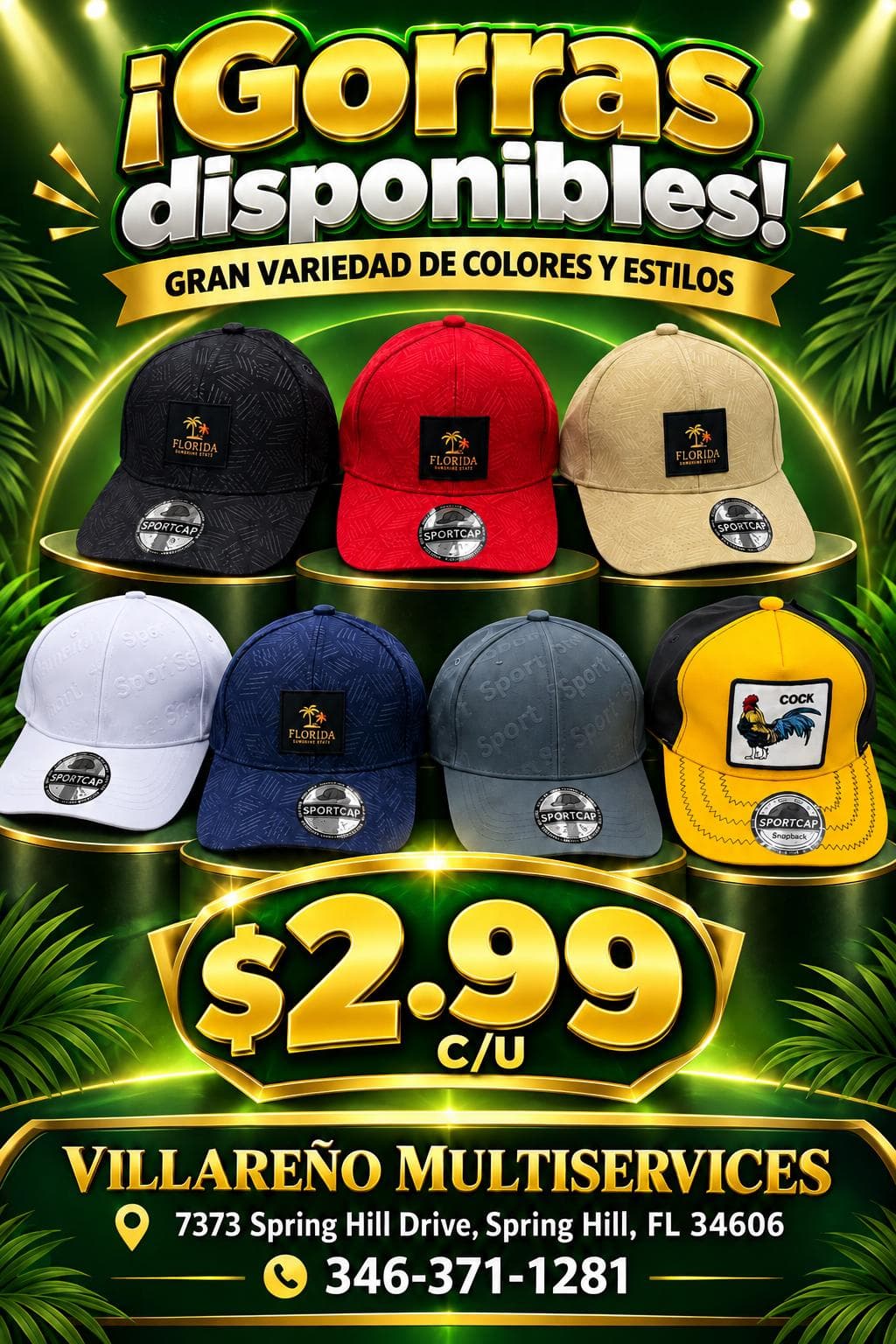 Gorras a $2.99